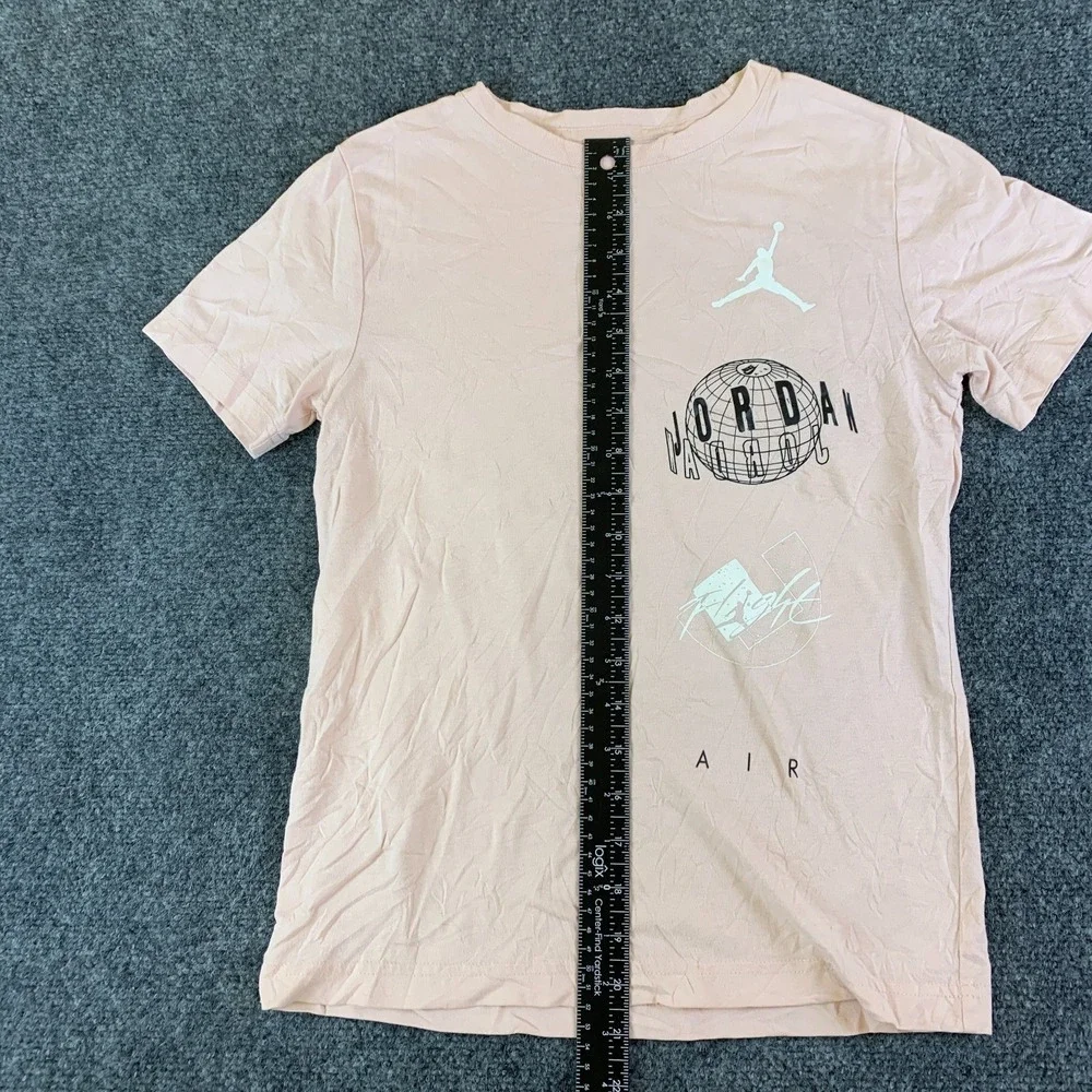 Jordan T Shirt Boys Medium 10-12 Pink Graphic Print Logo Cotton Standard Fit